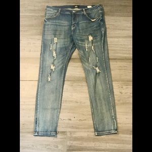 Casual mens ripped jeans